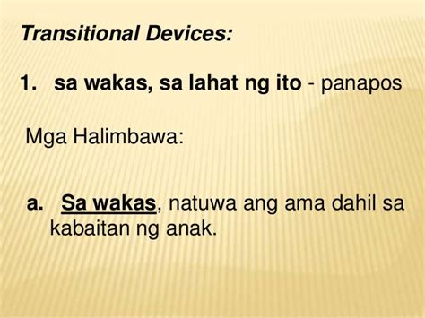 Ang 10 halimbawa ng transitional devices .